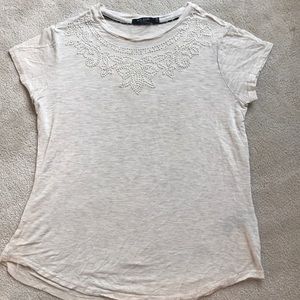 Max Jeans t shirt with beaded neckline